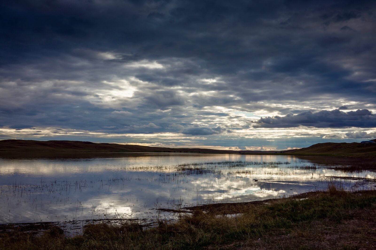 Moody storm over lake