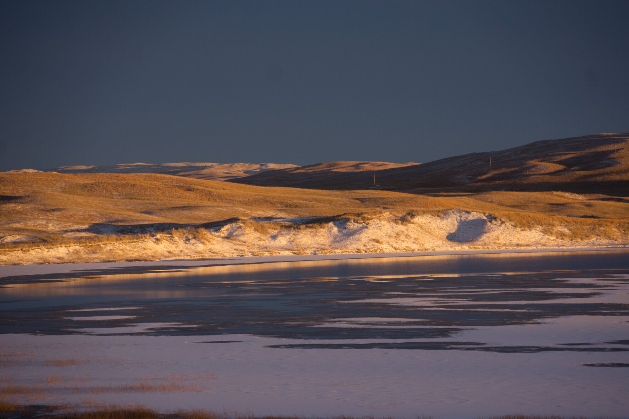 Frozen lake at JHL Ranch